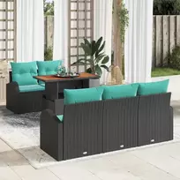 Sodo Sofų Rinkinys su saugykla 6 pcs Juoda Poli ratanas