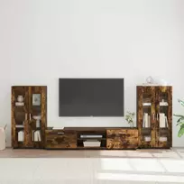 TV spintelių komplektas su stalčių FLORIN 3 pcs Rūkyta ąžuolas