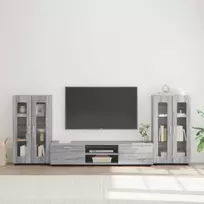TV spintelių komplektas su stalčių FLORIN 3 pcs Pilkas Sonoma