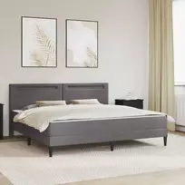 Lovos rėmas su LED juostelėmis Pilka 180 x 200 cm Dirbtinė oda