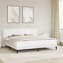 Lovos rėmas su LED juostelėmis Balta 180 x 200 cm Dirbtinė oda