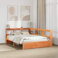 Knygų spinta lova su galvūgalio 2 pcs Vaško ruda 200 x 150 cm