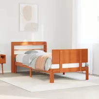 Lovos rėmas su galvūgalio 2 pcs Vaško ruda Kietas pušies medis
