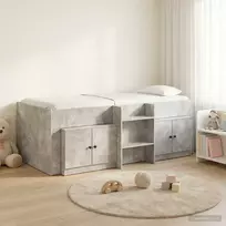 Palėpės lovos rėmas su spinta su saugykla 3 vnt. Betono pilka