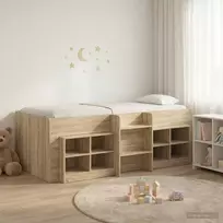 Palėpės lova su spinta 3 vnt. Sonoma ąžuolas Apdirbta mediena