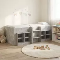 Palėpės lova su spinta 3 vnt. Betono pilka Apdirbta mediena