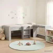Lova su stalu 2 vnt. Betono pilka Apdirbta mediena