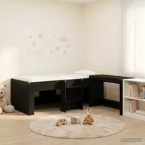 Vaikų Aukštas Lovos Rėmas su Rašomuoju Stalu Juodojo ąžuolo