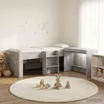 Vaikų Aukštas Lovos Rėmas su Rašomuoju Stalu Betono pilka