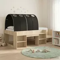 Lovos rėmas su tuneliu su lentyna 3 vnt. Sonoma ąžuolo ir juoda