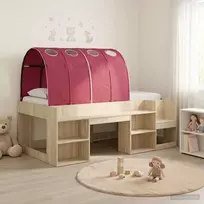 Lovos rėmas su tuneliu 3 vnt. Sonoma ąžuolo ir raudona