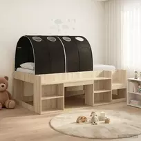 Lovos rėmas su tuneliu su lentyna 3 vnt. Sonoma ąžuolo ir juoda