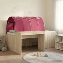 Lova su tuneliu su lentyna 3 vnt. Sonoma ąžuolo ir raudona
