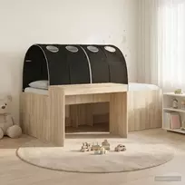 Lova su tuneliu 3 vnt. Sonoma ąžuolo ir juoda Apdirbta mediena