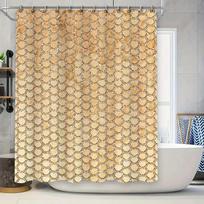 Vibrant Fish Scale Print Shower Curtain Waterproof Fabric Bathroom Decor for Home Decoration Yellow Beige Circle Pattern 180x240 180x180cm beige