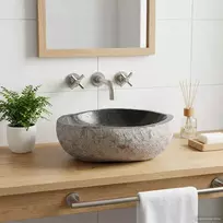 Kriauklė Ovalo Pilka (32-37) x (27-30) x 12 cm Upės akmuo