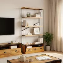 5-nivo knygų spinta Natūrali 100 x 30 x 180 cm