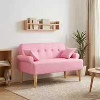Minkštas kampas su mygtukų apmušalais Rožinė 120 x 65 x 79 cm