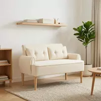 Minkštas kampas su mygtukų apmušalais Kreminė 117 x 67 x 77 cm