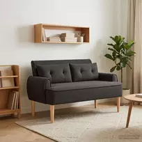 Minkštas kampas su mygtukų apmušalais Juoda 117 x 67 x 77 cm