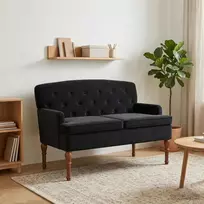Minkštas kampas su mygtukų apmušalais Juoda 111 x 65 x 79 cm
