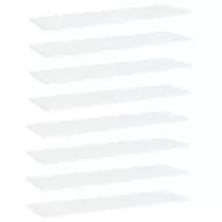 Knygų lentynos plokštės, 8vnt., baltos, 100x30x1,5cm, MDP