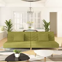Dvivietė sofa-lova su dvejomis pagalvėmis, žalia, audinys