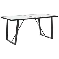 Valgomojo stalas, baltas, 160x80x75cm, grūdintas stiklas