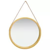 Sieninis veidrodis su dirželiu, auksinės spalvos, 60cm