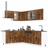 Virtuvinių spintelių komplektas, 11 dalių, Porto, dūminio