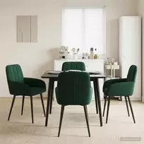 Valgomojo kėdės 4 pcs Aksomas Tamsiai žalia 57 x 50 x 85 cm