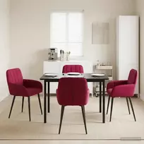 Valgomojo kėdės 4 pcs Aksomas Vyno raudona 57 x 50 x 85 cm