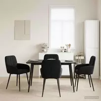 Valgomojo kėdės 4 pcs Aksomas Juoda 57 x 50 x 85 cm