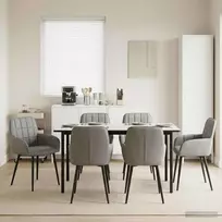 Valgomojo kėdės 6 pcs Aksomas Šviesiai pilka 57 x 50 x 85 cm