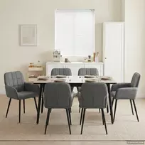 Valgomojo kėdės 6 pcs Aksomas Tamsiai pilka 57 x 50 x 85 cm