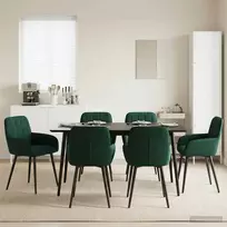 Valgomojo kėdės 6 pcs Aksomas Tamsiai žalia 57 x 50 x 85 cm