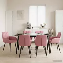 Valgomojo kėdės 6 pcs Aksomas Rožinė 57 x 50 x 85 cm