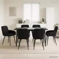 Valgomojo kėdės 6 pcs Aksomas Juoda 57 x 50 x 85 cm
