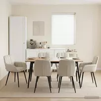 Valgomojo kėdės 6 pcs Aksomas Kreminė 57 x 50 x 85 cm