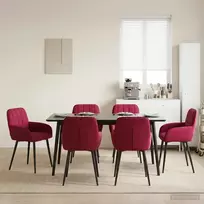Valgomojo kėdės 6 pcs Aksomas Vyno raudona 57 x 50 x 85 cm