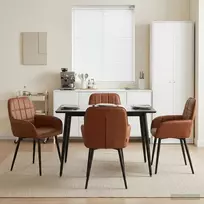 Valgomojo kėdės 4 pcs Dirbtinė oda Ruda 57 x 50 x 85 cm