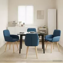 Valgomojo kėdės 4 pcs Audinys Mėlyna 56,5 x 50 x 87,5 cm