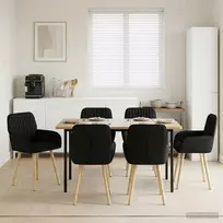 Valgomojo kėdės 6 pcs Audinys Juoda 56,5 x 50 x 87,5 cm