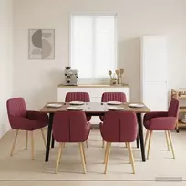 Valgomojo kėdės 6 pcs Audinys Vyno raudona 56,5 x 50 x 87,5 cm