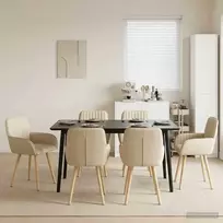 Valgomojo kėdės 6 pcs Audinys Kreminė 56,5 x 50 x 87,5 cm