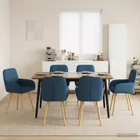Valgomojo kėdės 6 pcs Audinys Mėlyna 56,5 x 50 x 87,5 cm