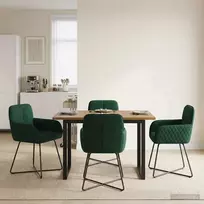 Valgomojo kėdės 4 pcs Aksomas Tamsiai žalia 59 x 56,5 x 86 cm