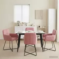 Valgomojo kėdės 4 pcs Aksomas Rožinė 59 x 56,5 x 86 cm