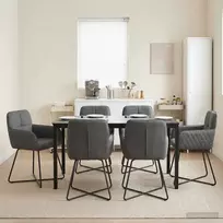 Valgomojo kėdės 6 pcs Aksomas Tamsiai pilka 59 x 56,5 x 86 cm