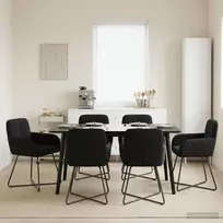 Valgomojo kėdės 6 pcs Aksomas Juoda 59 x 56,5 x 86 cm